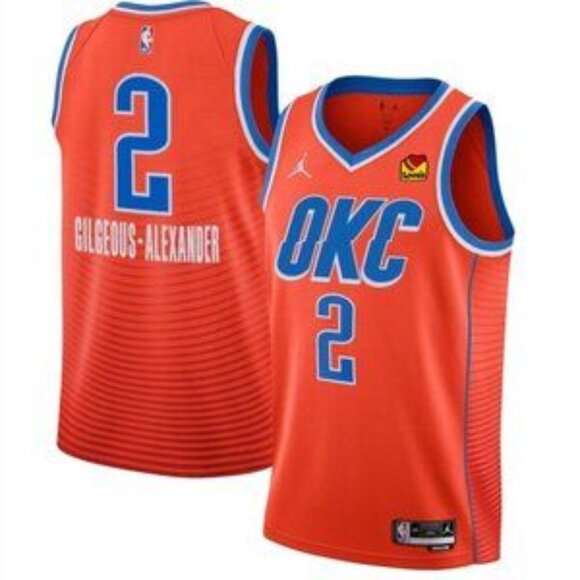 Mens Youths Kids Shai Gilgeous Alexander Orange Stitched Jersey